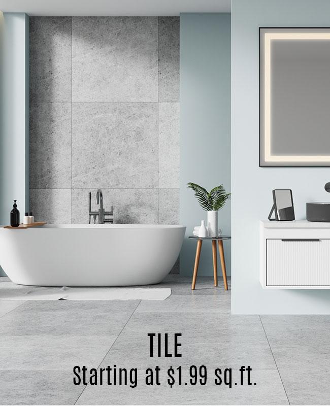 Tile on sale now starting at only $1.99 sq.ft.