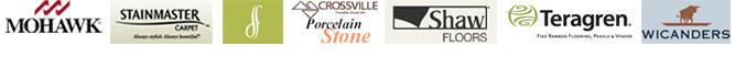 Mohawk, Stainmaster® carpet, crossville, Shaw, Teragren, Wicanders and more.