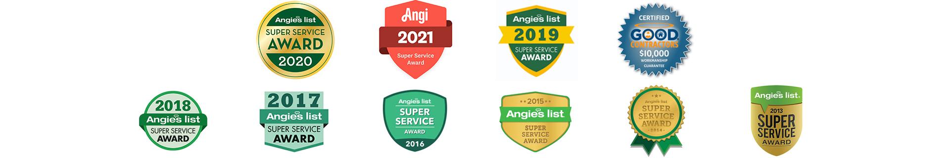 Angie's List Super Service Award and Good Contractors List Badge