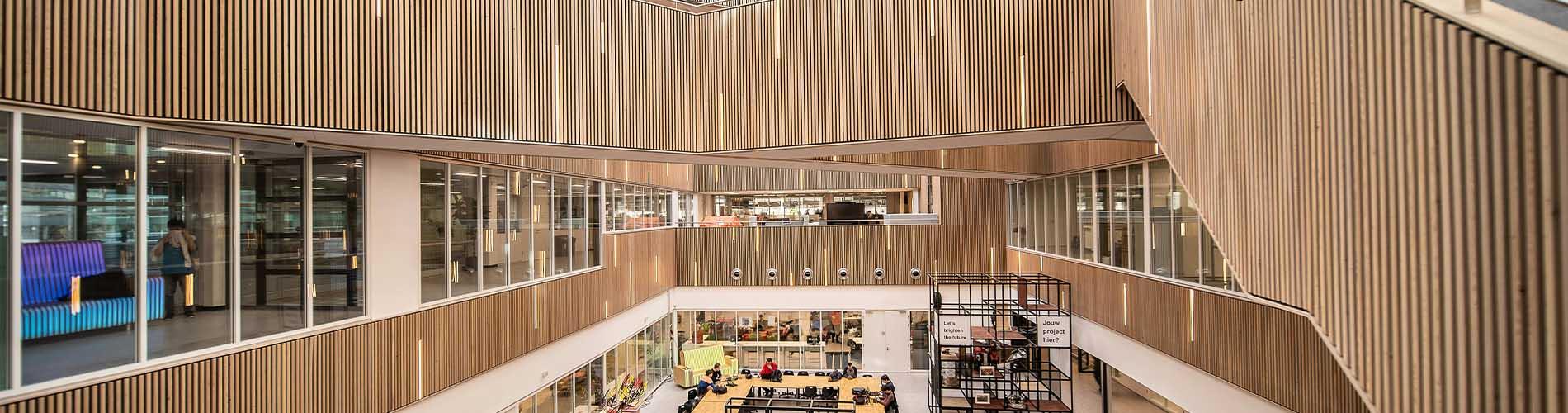 Commercial building with wooden walls